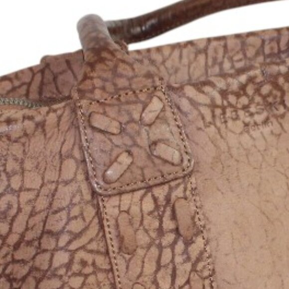 Liebeskind Berlin Distressed Leather Shoulder Bag | Textured Rosewood Satchel - Picture 8 of 10